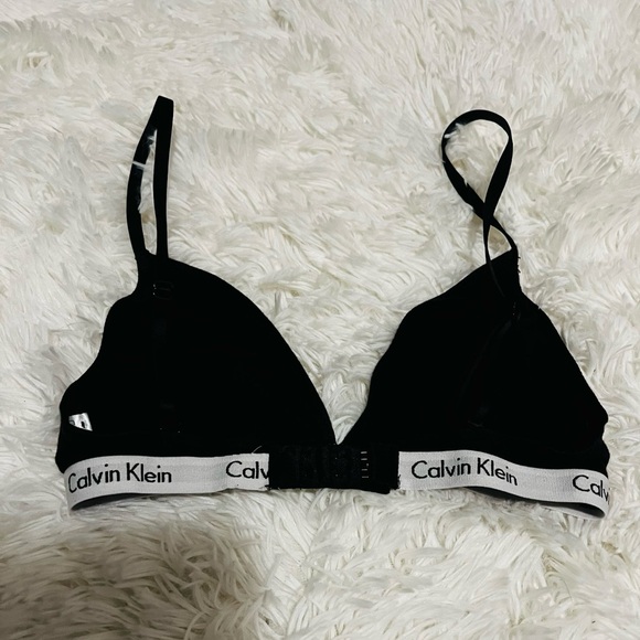 Calvin Klein Bralette - Triangle - Cotton - Black / White - Adjustable - SZ S - Picture 2 of 7